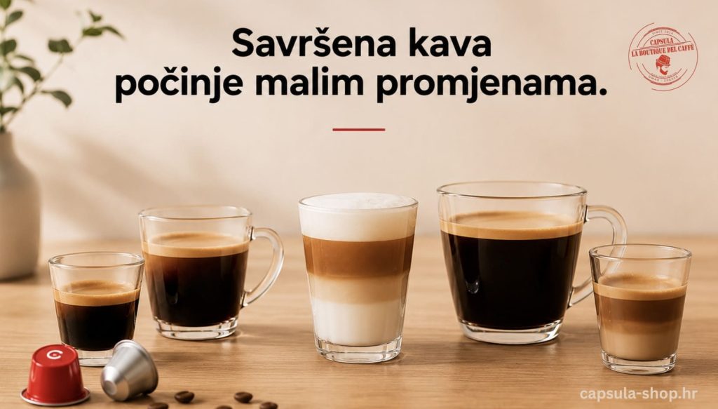 Različite vrste kave pripremljene iz kapsula, od espressa do cappuccina